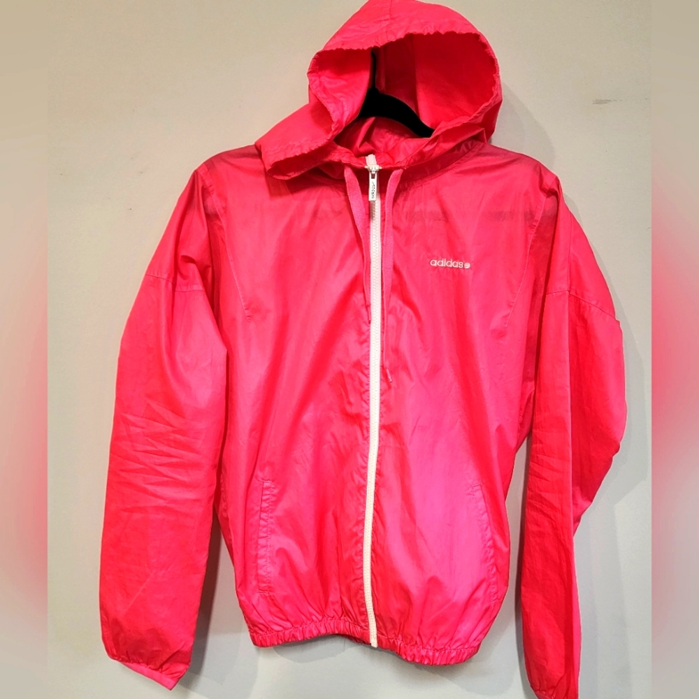 Sugar Skull Adidas Pink Vintage NEO Adidas Wind Breaker Light Jacket Hooded Zip